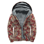 Brick Floral Bohemian Pattern Print Sherpa Lined Zip Up Hoodie