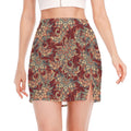 Brick Floral Bohemian Pattern Print Side Slit Mini Skirt