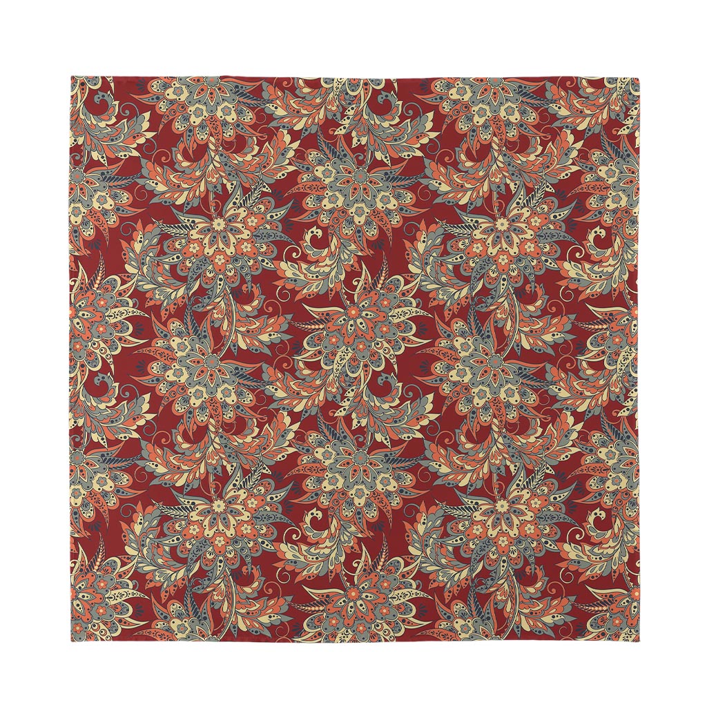 Brick Floral Bohemian Pattern Print Silk Bandana