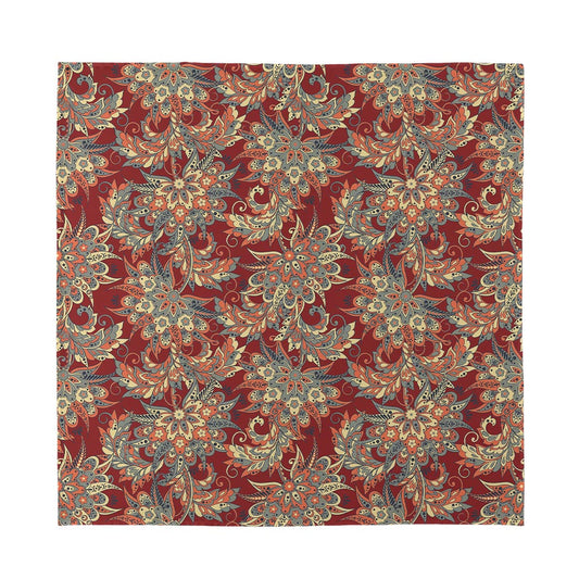 Brick Floral Bohemian Pattern Print Silk Bandana