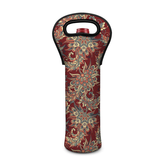 Brick Floral Bohemian Pattern Print Single Neoprene Wine Tote