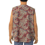 Brick Floral Bohemian Pattern Print Sleeveless Baseball Jersey