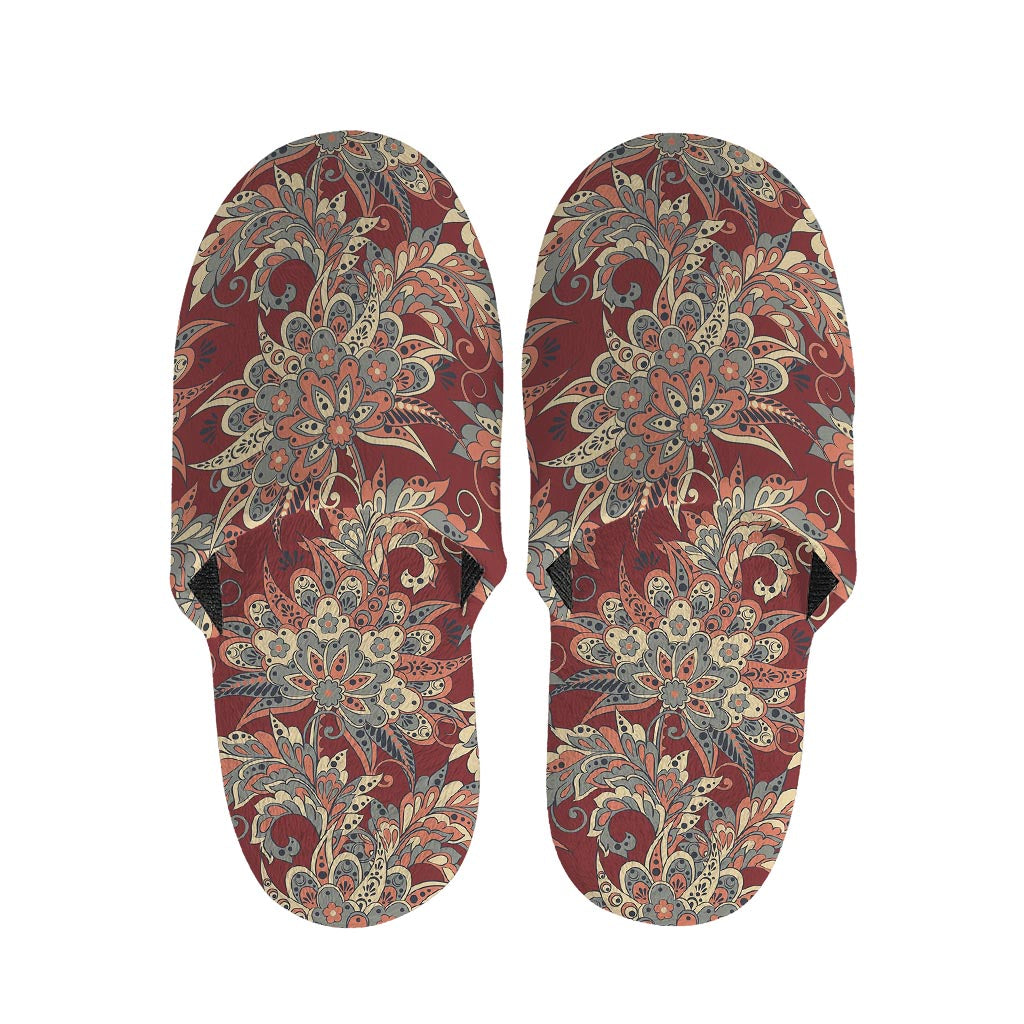 Brick Floral Bohemian Pattern Print Slippers