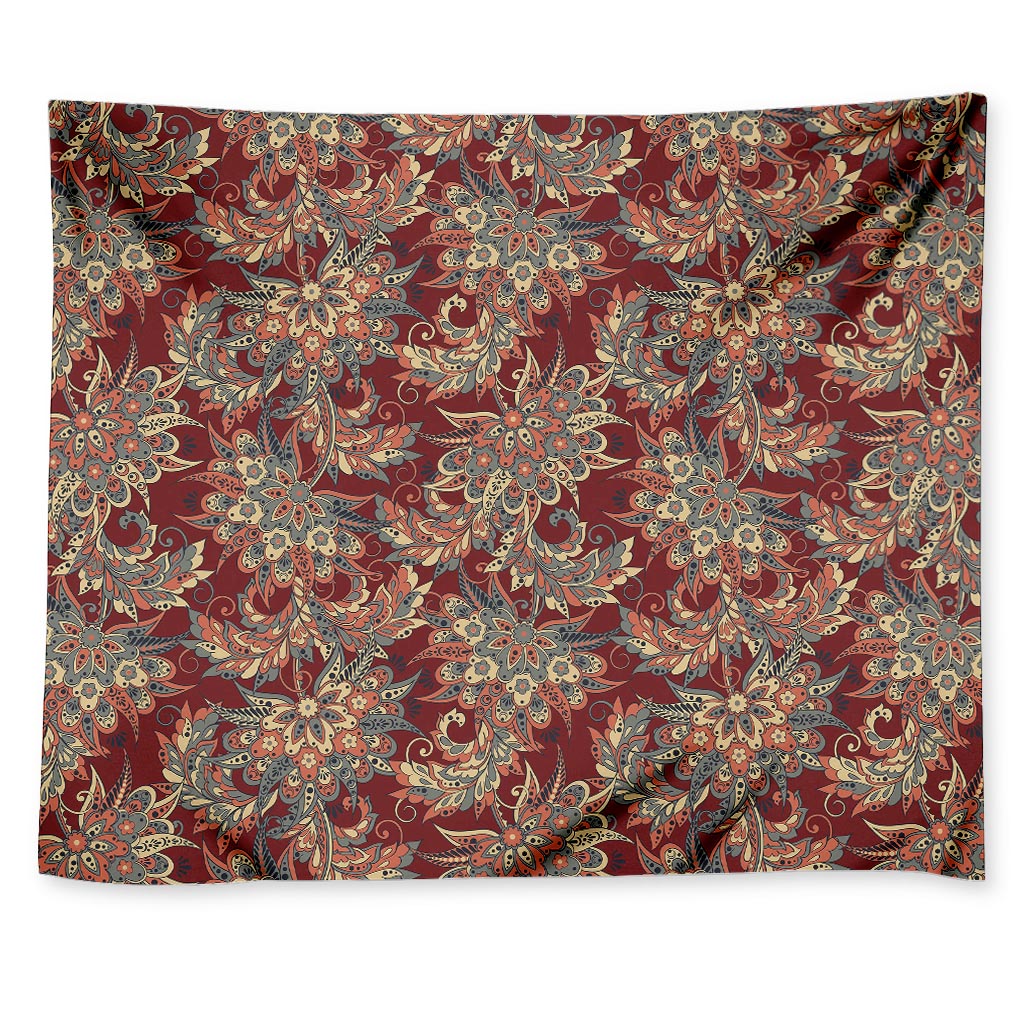 Brick Floral Bohemian Pattern Print Tapestry