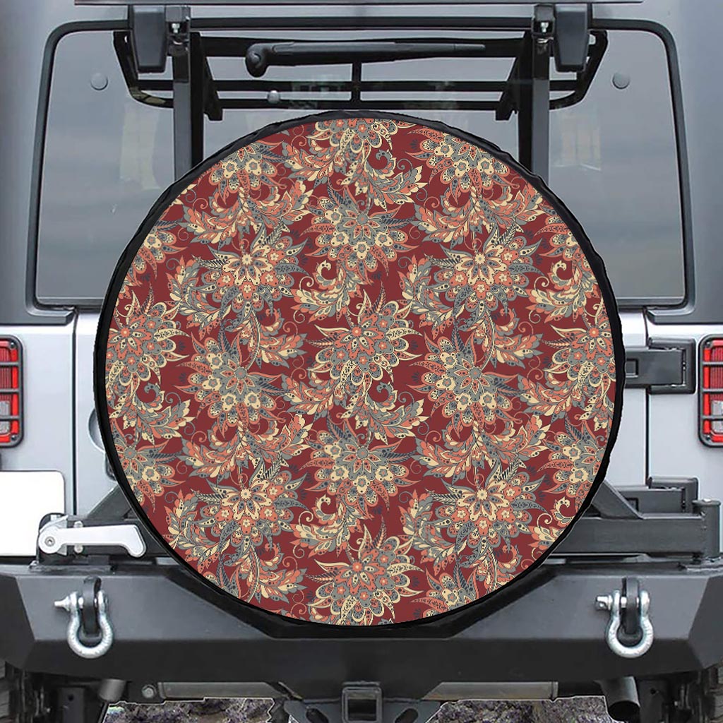 Brick Floral Bohemian Pattern Print Tire Cover