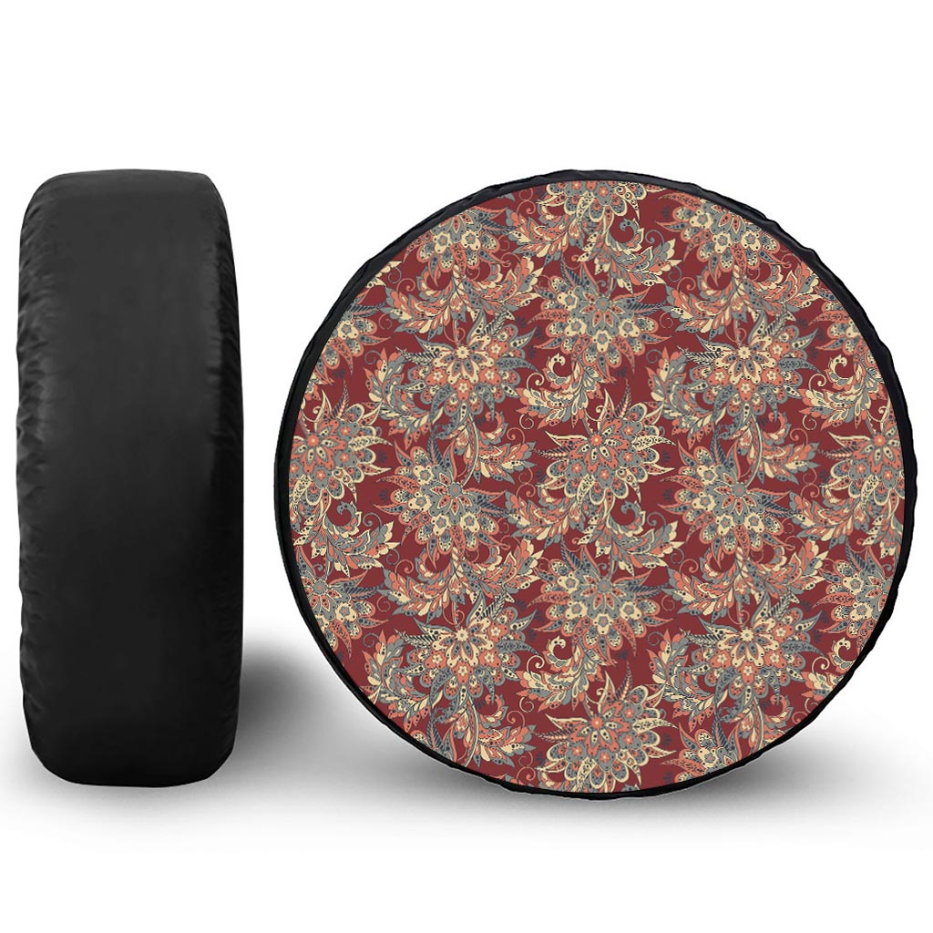 Brick Floral Bohemian Pattern Print Tire Cover