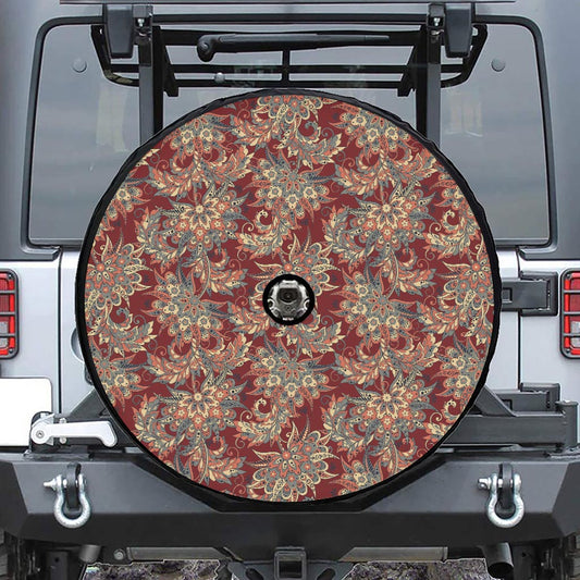 Brick Floral Bohemian Pattern Print Tire Cover With Camera Hole