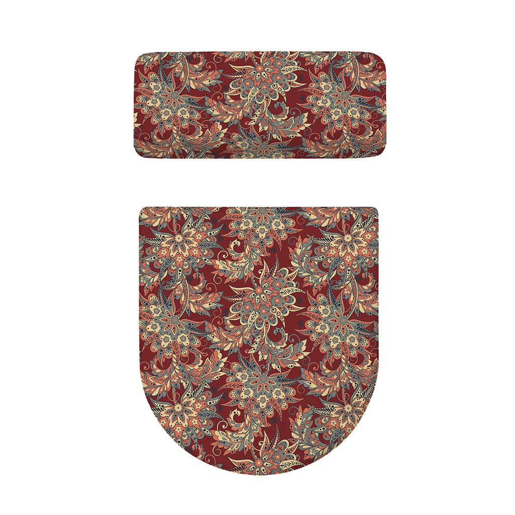 Brick Floral Bohemian Pattern Print Toilet Lid And Tank Cover Set