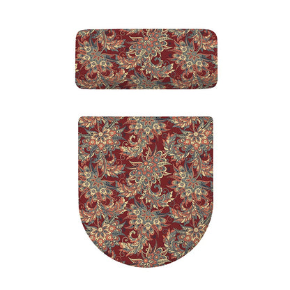 Brick Floral Bohemian Pattern Print Toilet Lid And Tank Cover Set