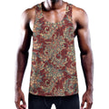 Brick Floral Bohemian Pattern Print Men's Workout Tank Top