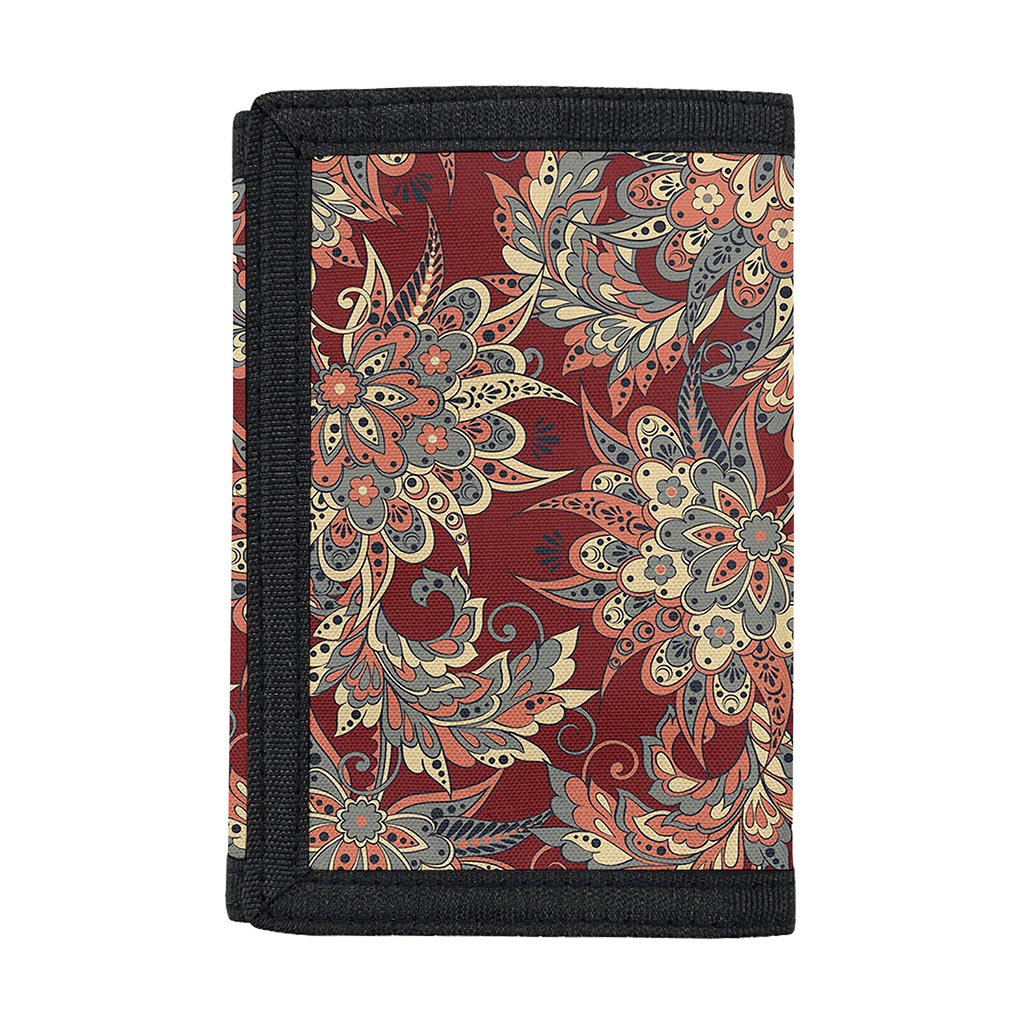 Brick Floral Bohemian Pattern Print Trifold Wallet