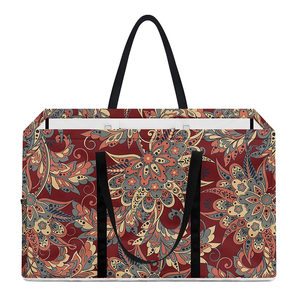 Brick Floral Bohemian Pattern Print Utility Tote Bag