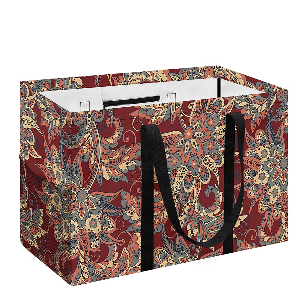 Brick Floral Bohemian Pattern Print Utility Tote Bag