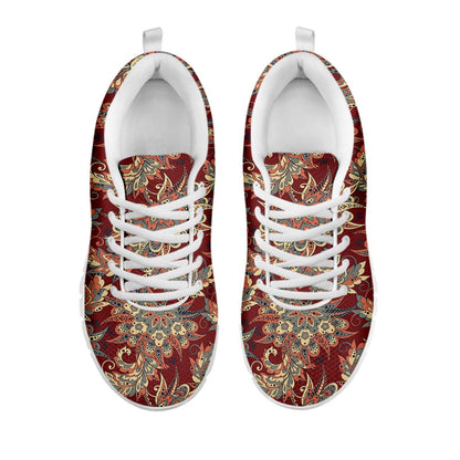 Brick Floral Bohemian Pattern Print White Running Shoes