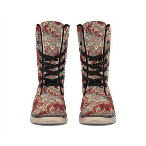 Brick Floral Bohemian Pattern Print Winter Boots