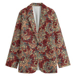 Brick Floral Bohemian Pattern Print Women's Blazer