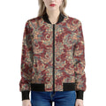 Brick Floral Bohemian Pattern Print Women's Bomber Jacket