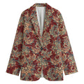 Brick Floral Bohemian Pattern Print Women's Cotton Blazer