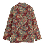 Brick Floral Bohemian Pattern Print Women's Cotton Blazer