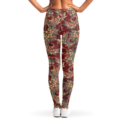 Brick Floral Bohemian Pattern Print Women's Leggings