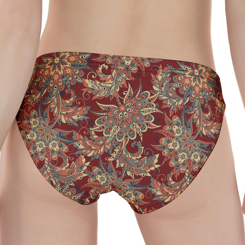 Brick Floral Bohemian Pattern Print Women's Panties