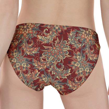 Brick Floral Bohemian Pattern Print Women's Panties