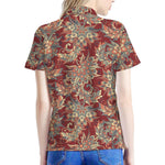 Brick Floral Bohemian Pattern Print Women's Polo Shirt