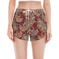 Brick Floral Bohemian Pattern Print Women's Split Running Shorts