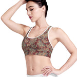 Brick Floral Bohemian Pattern Print Women's Sports Bra