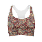 Brick Floral Bohemian Pattern Print Women's Sports Bra