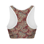 Brick Floral Bohemian Pattern Print Women's Sports Bra
