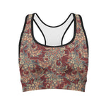 Brick Floral Bohemian Pattern Print Women's Sports Bra