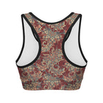 Brick Floral Bohemian Pattern Print Women's Sports Bra