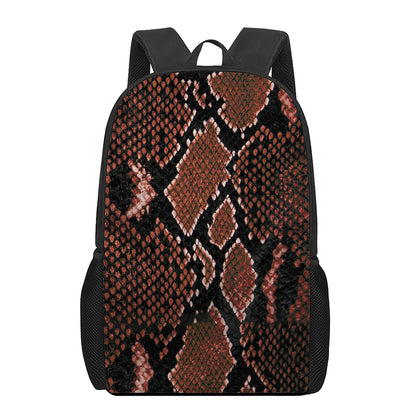 Brick Red Python Snakeskin Print 17 Inch Backpack