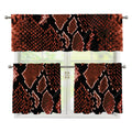Brick Red Python Snakeskin Print 3 Piece Kitchen Curtains