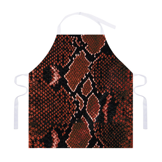 Brick Red Python Snakeskin Print Adjustable Apron