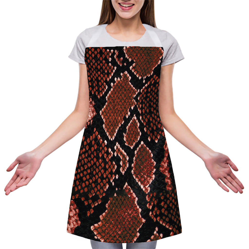 Brick Red Python Snakeskin Print Adjustable Apron
