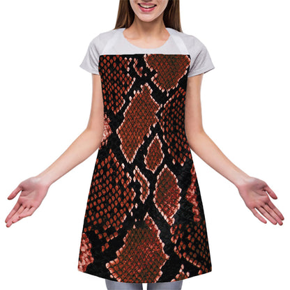 Brick Red Python Snakeskin Print Adjustable Apron