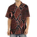 Brick Red Python Snakeskin Print Aloha Shirt