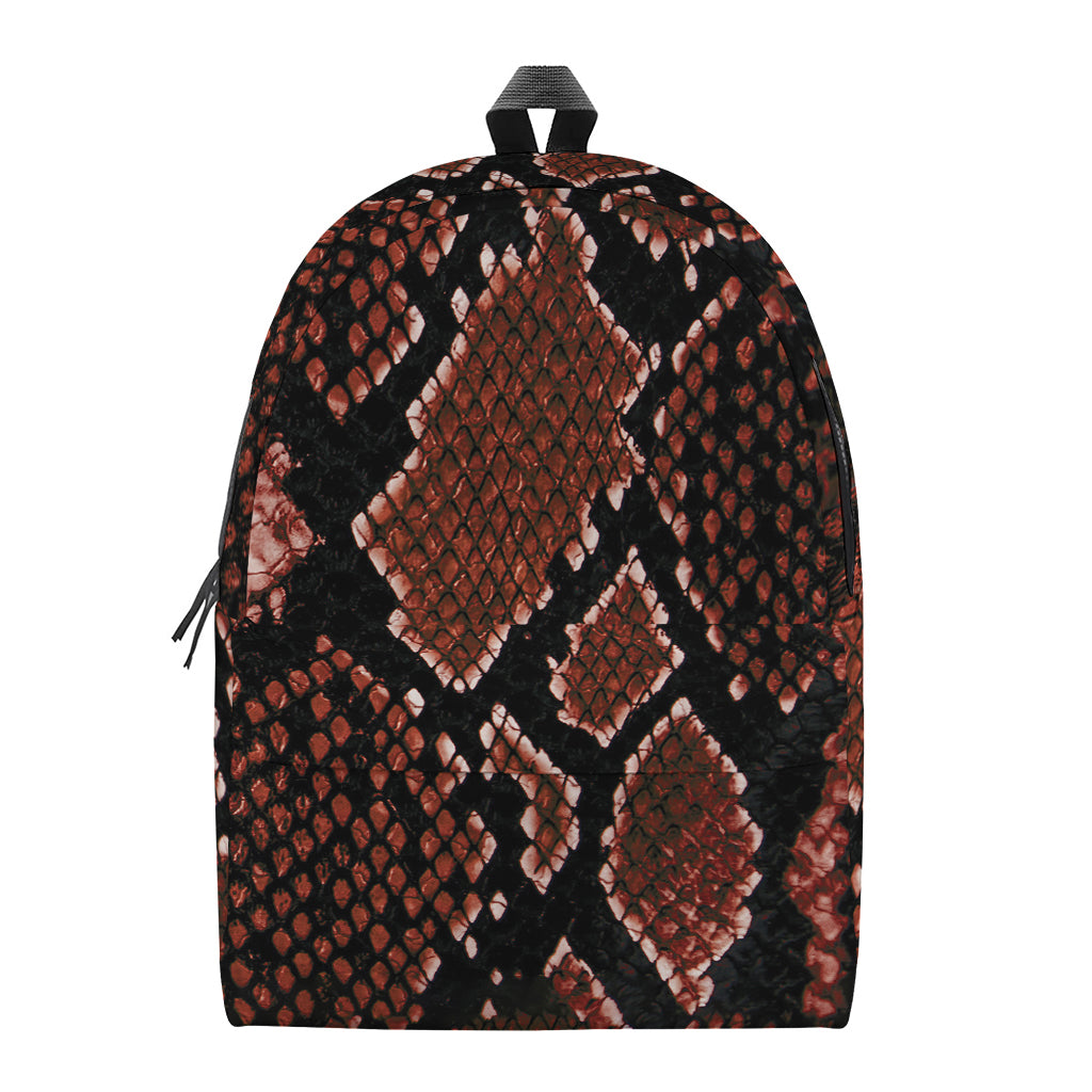 Brick Red Python Snakeskin Print Backpack
