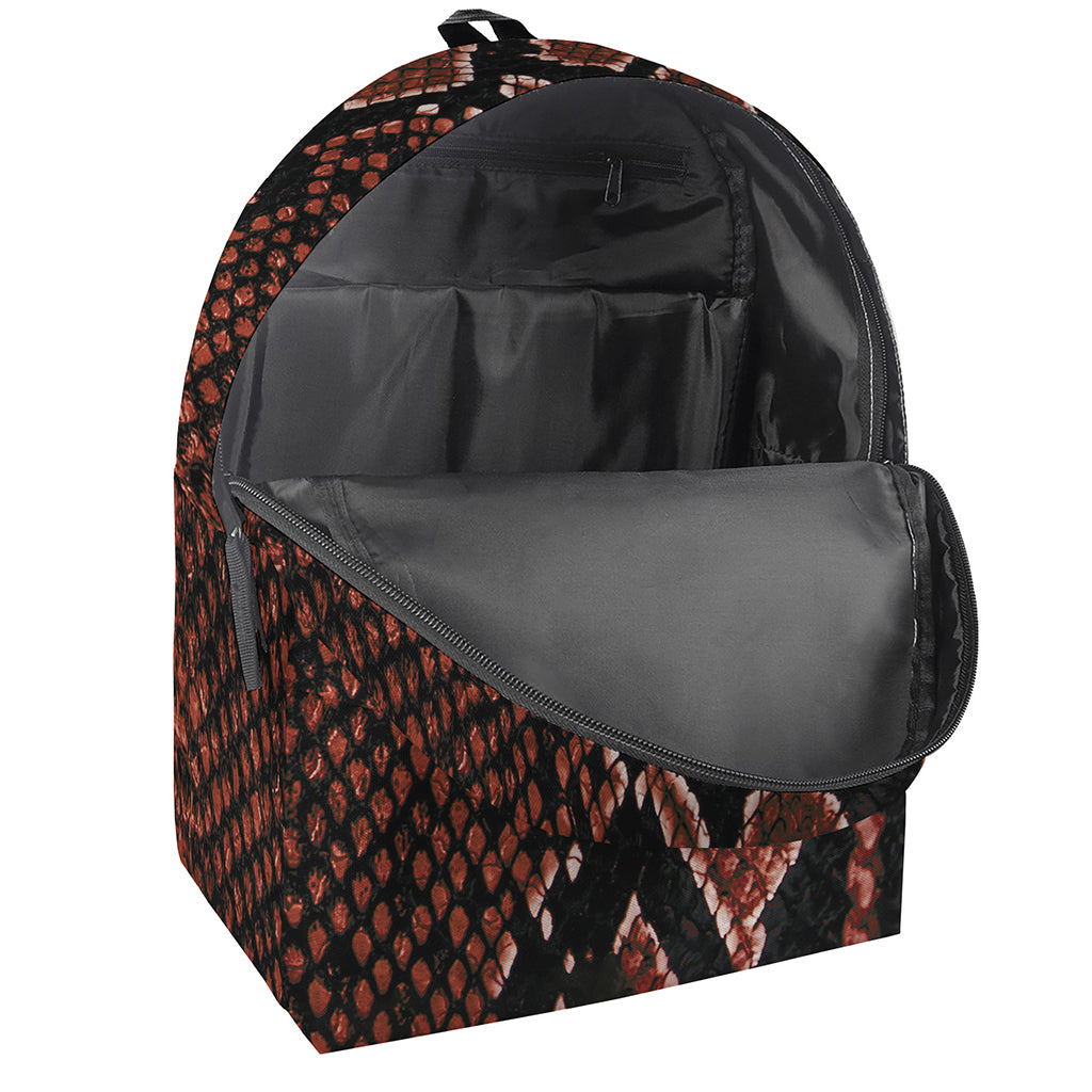 Brick Red Python Snakeskin Print Backpack
