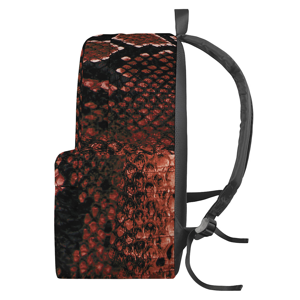 Brick Red Python Snakeskin Print Backpack