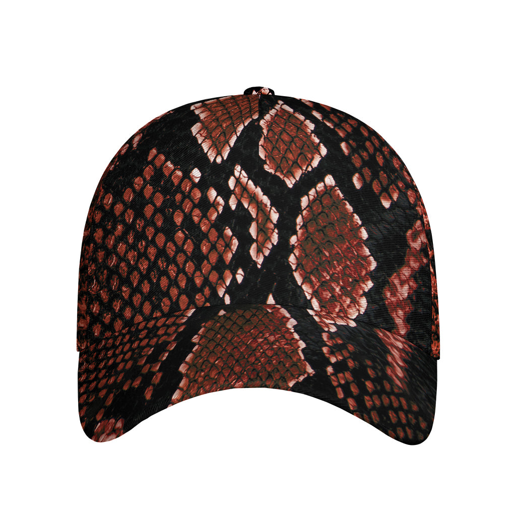 Brick Red Python Snakeskin Print Baseball Cap