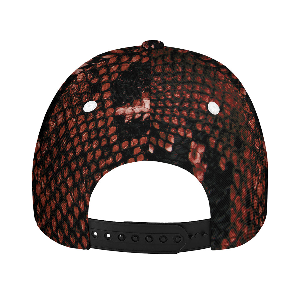 Brick Red Python Snakeskin Print Baseball Cap