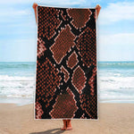 Brick Red Python Snakeskin Print Beach Towel