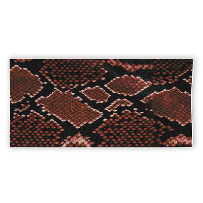Brick Red Python Snakeskin Print Beach Towel