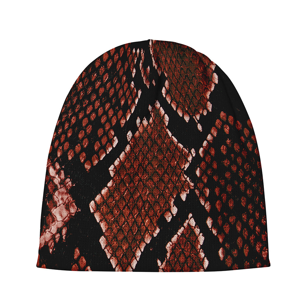 Brick Red Python Snakeskin Print Beanie