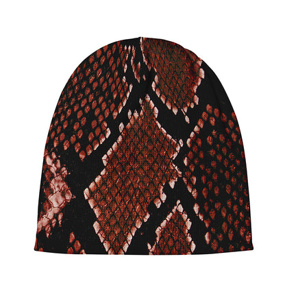 Brick Red Python Snakeskin Print Beanie