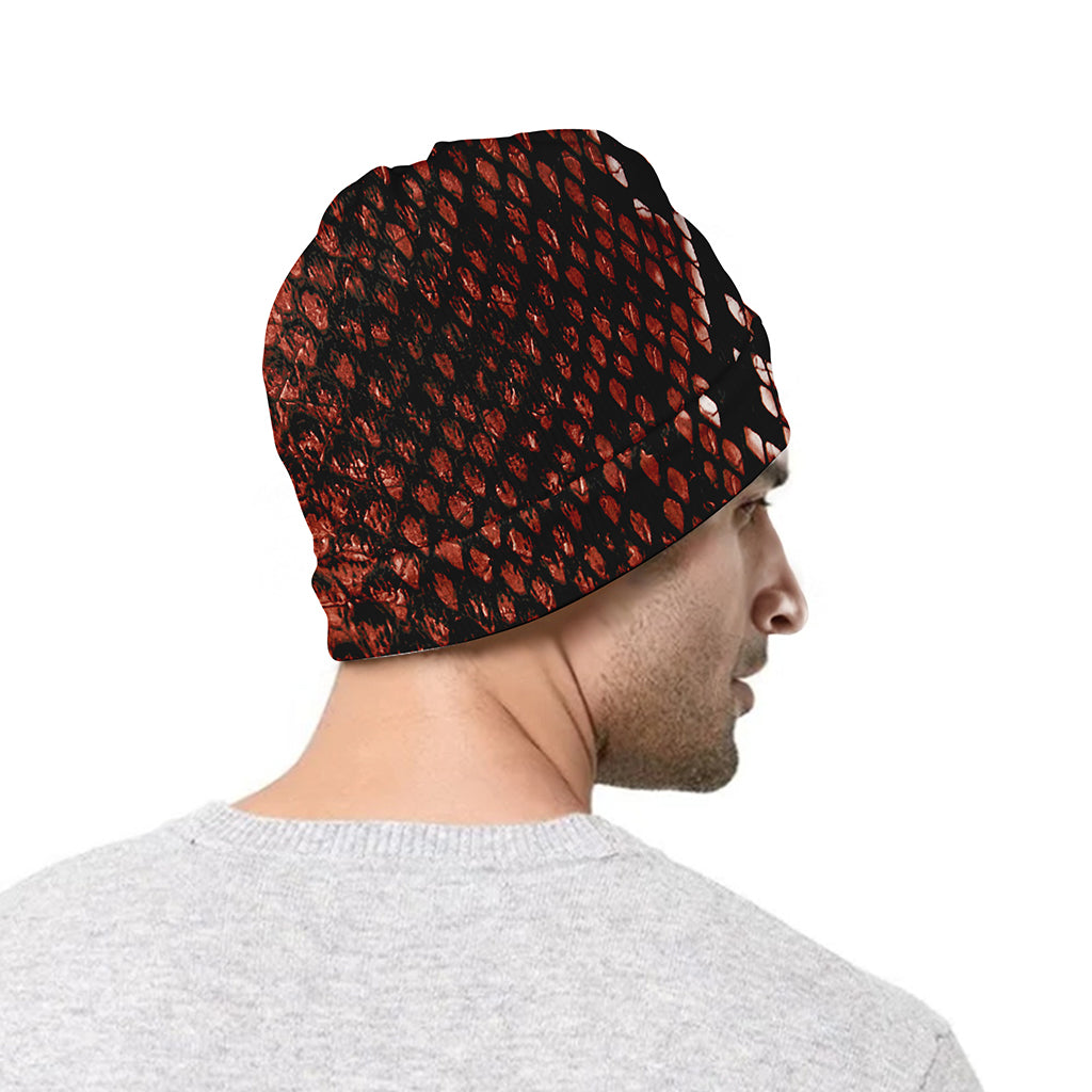 Brick Red Python Snakeskin Print Beanie