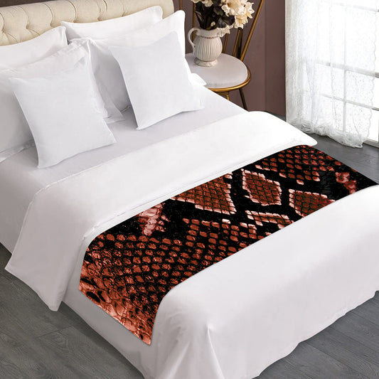 Brick Red Python Snakeskin Print Bed Runner